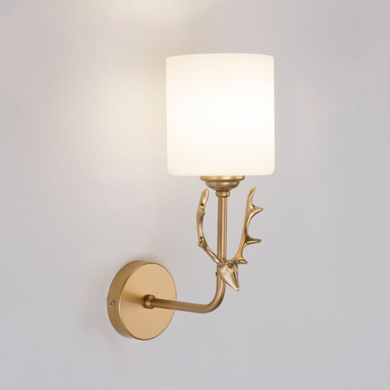 Contemporary Single Head Wall Sconce Glass Lampshade Mounted Light Fixture for Living Room