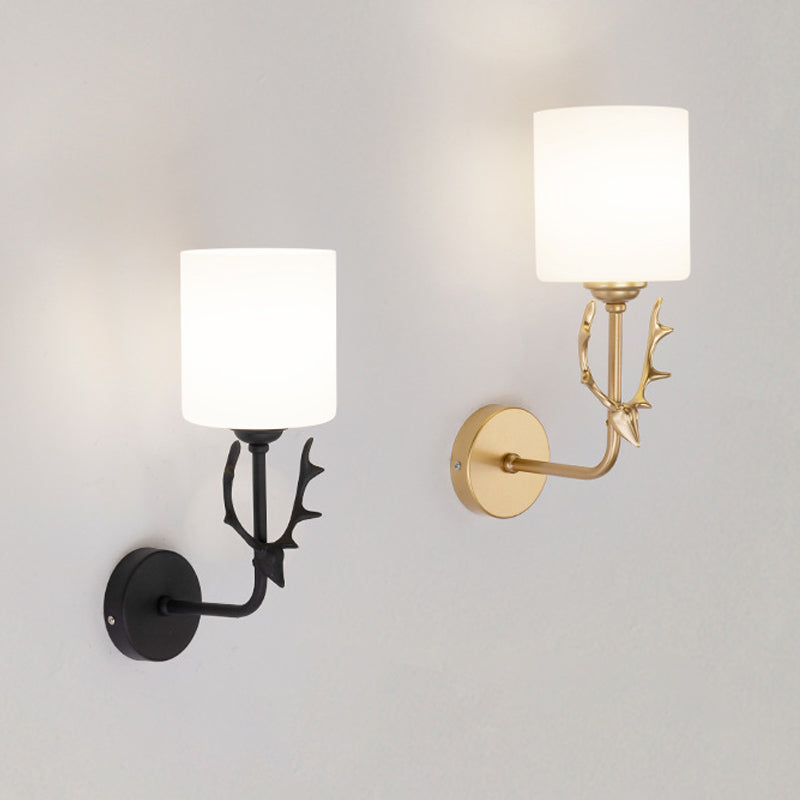 Contemporary Single Head Wall Sconce Glass Lampshade Mounted Light Fixture for Living Room