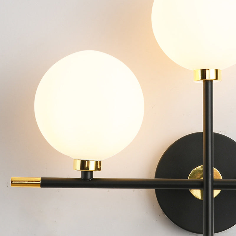 White Glass Wall Sconce 2 Head Wall Mounted Light Fixture for Study Room Sitting Room