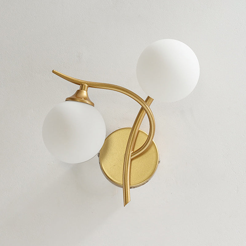 Luz de pared de 2 cabezas contemporánea de pared de vidrio blanco para sala de estar para sala de estar
