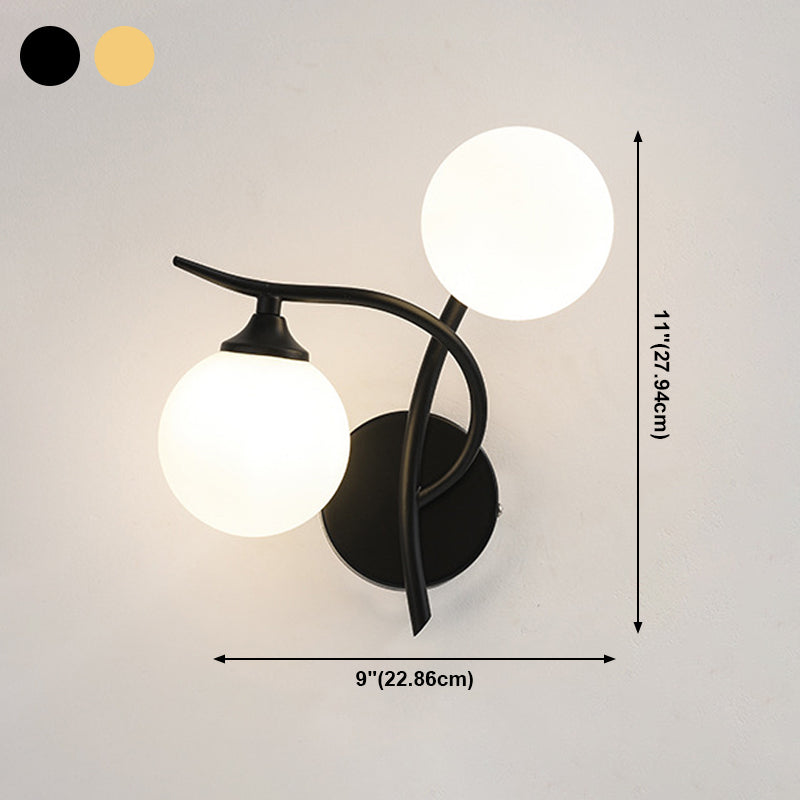 Luz de pared de 2 cabezas contemporánea de pared de vidrio blanco para sala de estar para sala de estar