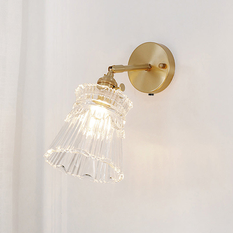 Contemporary Simple Glass Wall Sconce 1 Head Gold Wall Light for Living Room