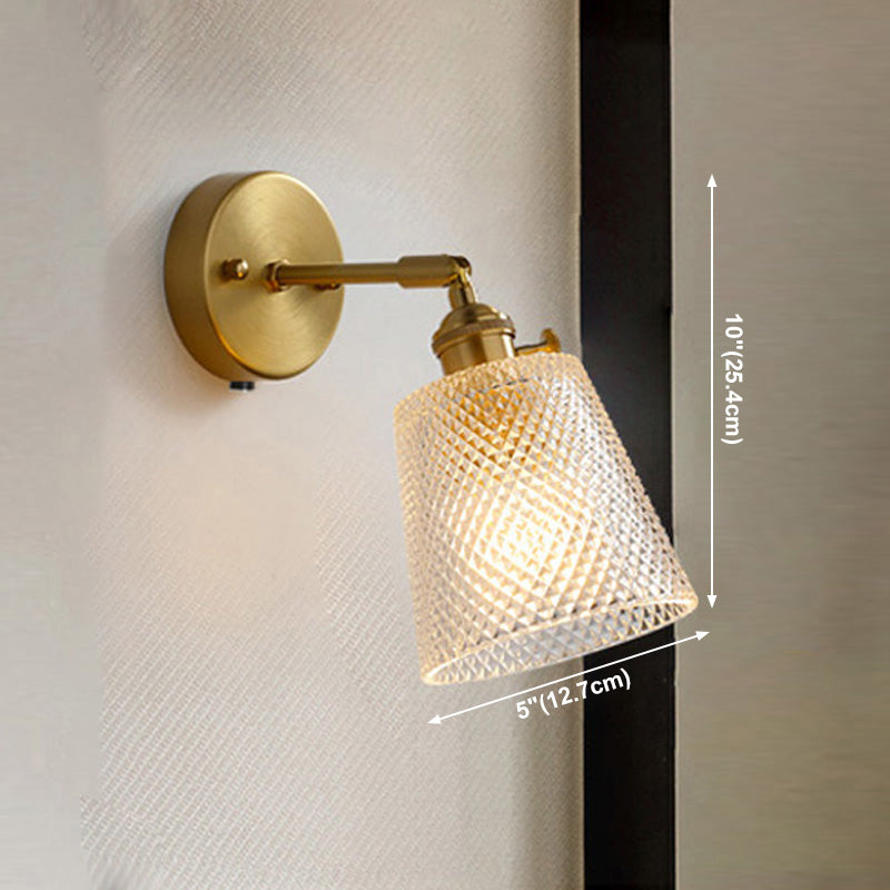 Contemporary Simple Glass Wall Sconce 1 Head Gold Wall Light for Living Room