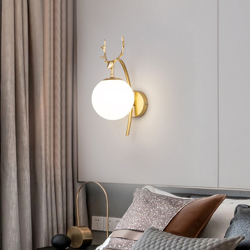 Sitting Room Antler Wall Sconce Modern Glass 1 Head Wall Mounted Light Fixture