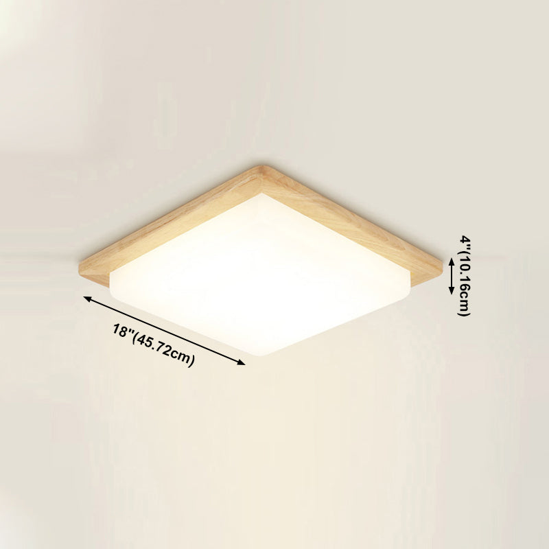 Square LED Flush Ceiling Light Fixtures Wooden Modern Flush Mount Ceiling Fixture
