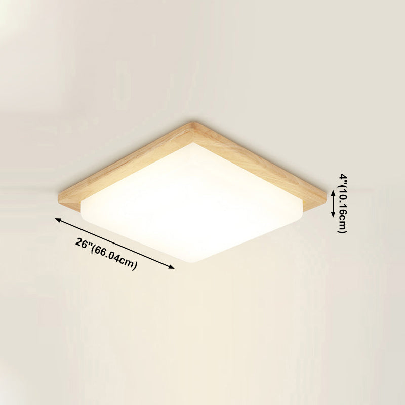 Square LED Flush Ceiling Light Fixtures Wooden Modern Flush Mount Ceiling Fixture