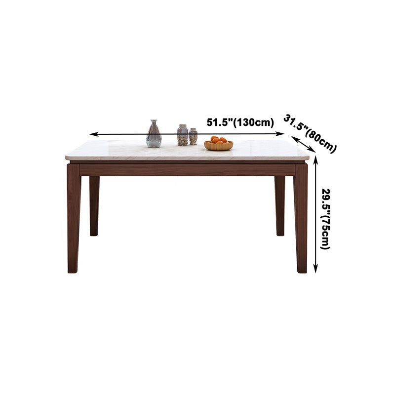 Solid Wood Mid-Century Modern Table Rectangle Marble Top Table for Kitchen