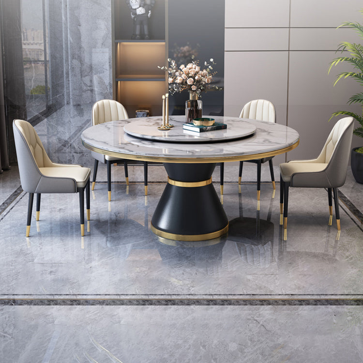 Marble Dining Table Luxury Style Single Pedestal Base Round Table for Home