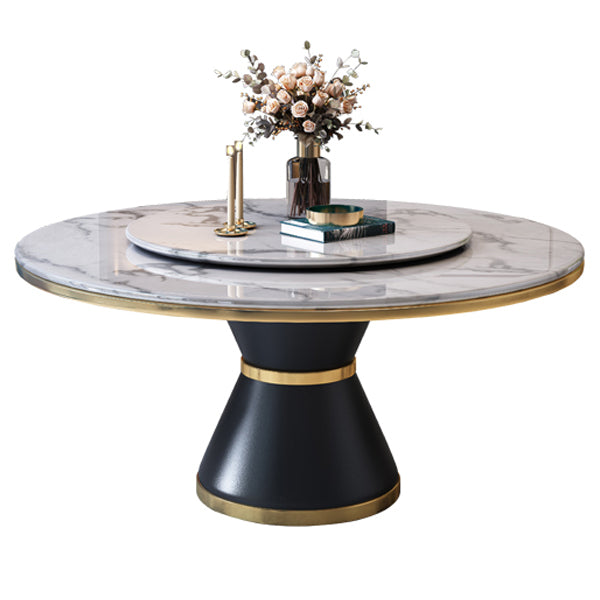 Marble Dining Table Luxury Style Single Pedestal Base Round Table for Home