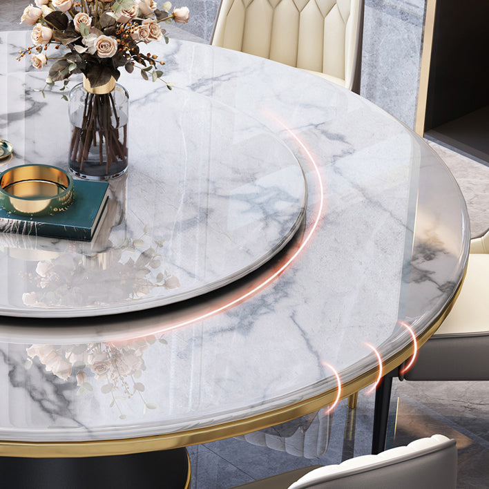 Marble Dining Table Luxury Style Single Pedestal Base Round Table for Home