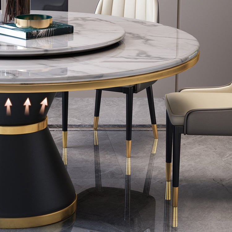 Marble Dining Table Luxury Style Single Pedestal Base Round Table for Home