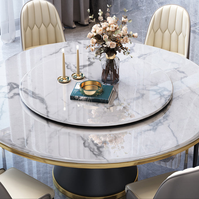 Marble Dining Table Luxury Style Single Pedestal Base Round Table for Home