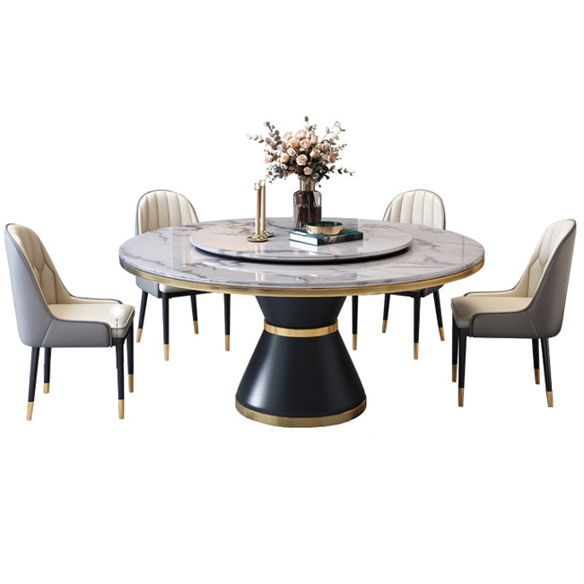 Marble Dining Table Luxury Style Single Pedestal Base Round Table for Home