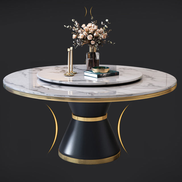 Marble Dining Table Luxury Style Single Pedestal Base Round Table for Home