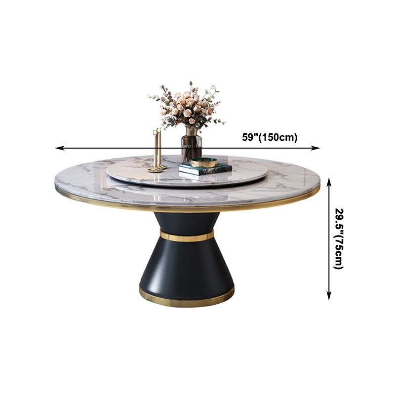 Marble Dining Table Luxury Style Single Pedestal Base Round Table for Home