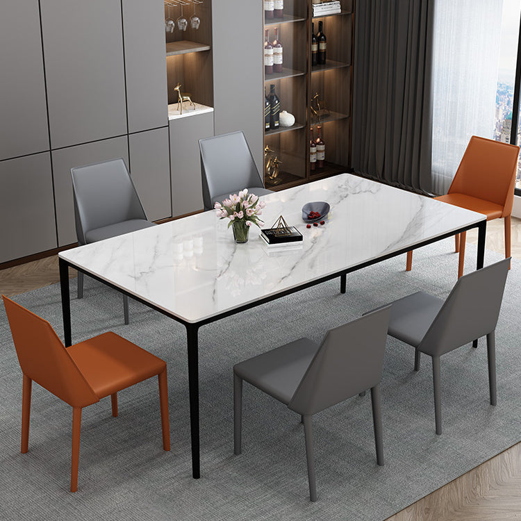 Mesa de comedor de piedra sinterizada estilo moderno de 4 patas mesa base rectángulo para el hogar