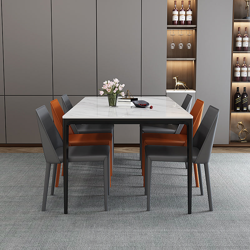 Mesa de comedor de piedra sinterizada estilo moderno de 4 patas mesa base rectángulo para el hogar