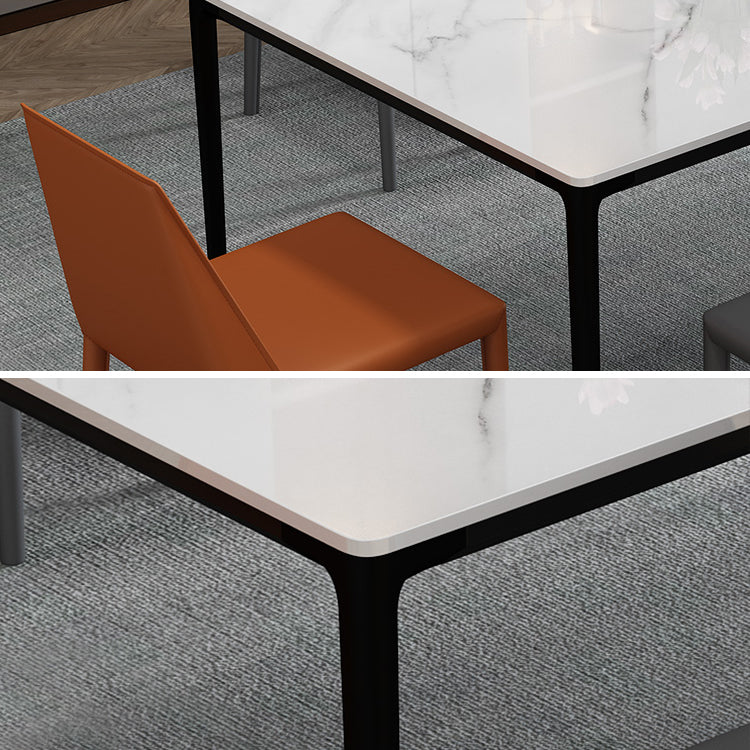 Mesa de comedor de piedra sinterizada estilo moderno de 4 patas mesa base rectángulo para el hogar