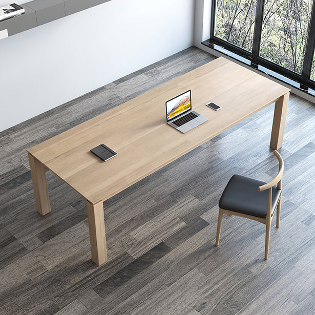 Rectangle Contemporary Dining Table Pine Solid Wood Table with 4 Legs for Dining Room