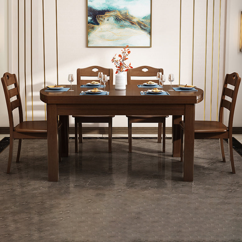 54.3''l Mesa de madera maciza moderna Mesa de comedor extensible con 4 patas Base