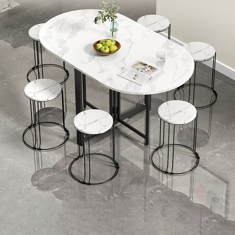 Mesa de comedor de estilo moderno Mesa de comedor ovalada de hoja ovalada para uso doméstico