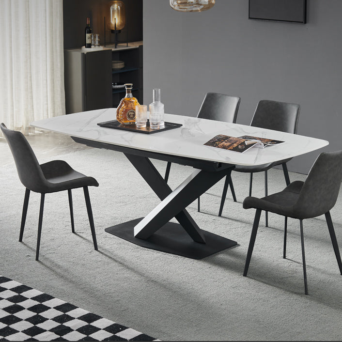 Mesa de comedor rectangular colección de comedor de piedra contemporánea con pedestal