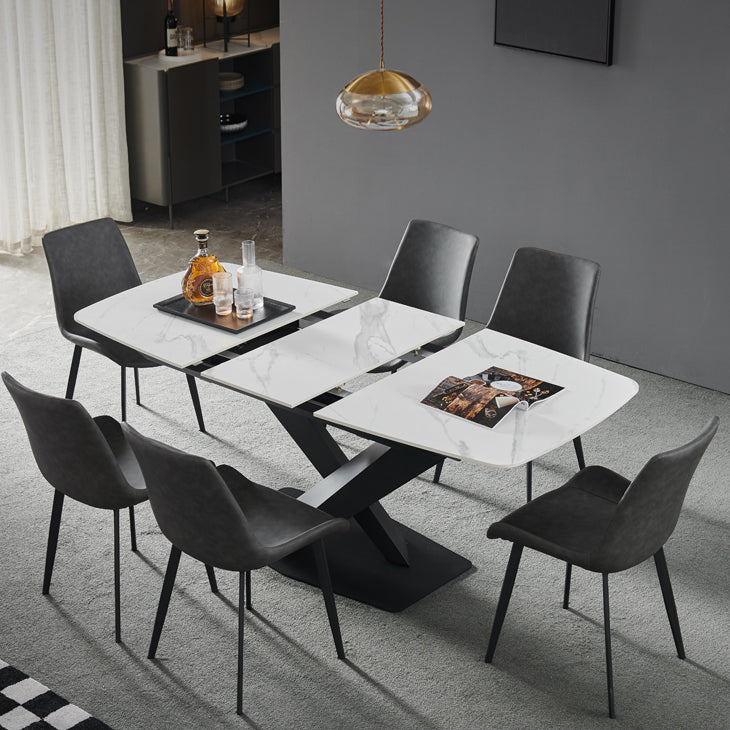Mesa de comedor rectangular colección de comedor de piedra contemporánea con pedestal