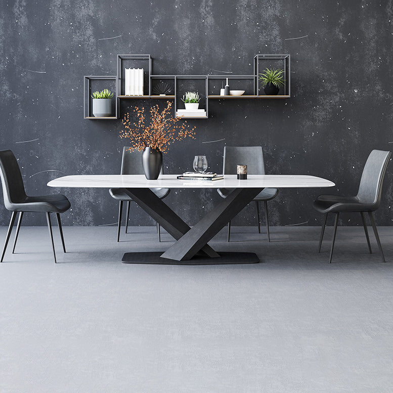 Mesa de comedor rectangular colección de comedor de piedra contemporánea con pedestal