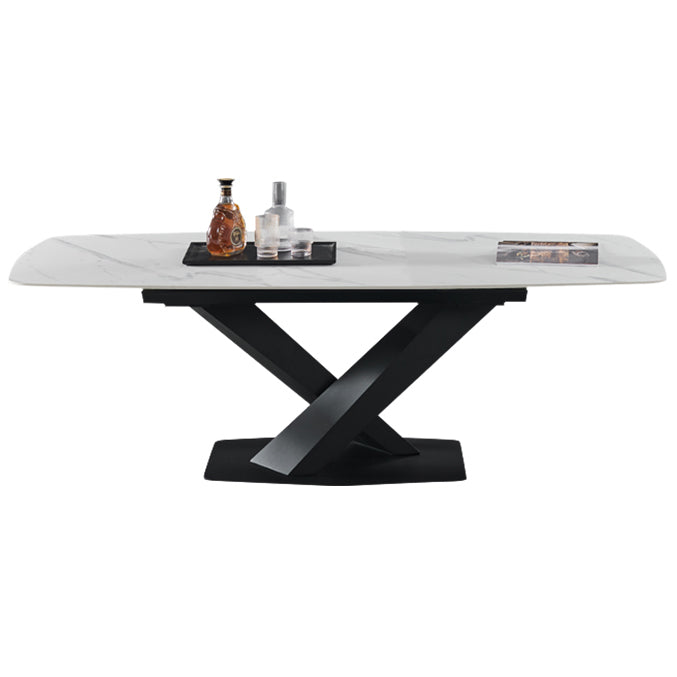 Mesa de comedor rectangular colección de comedor de piedra contemporánea con pedestal