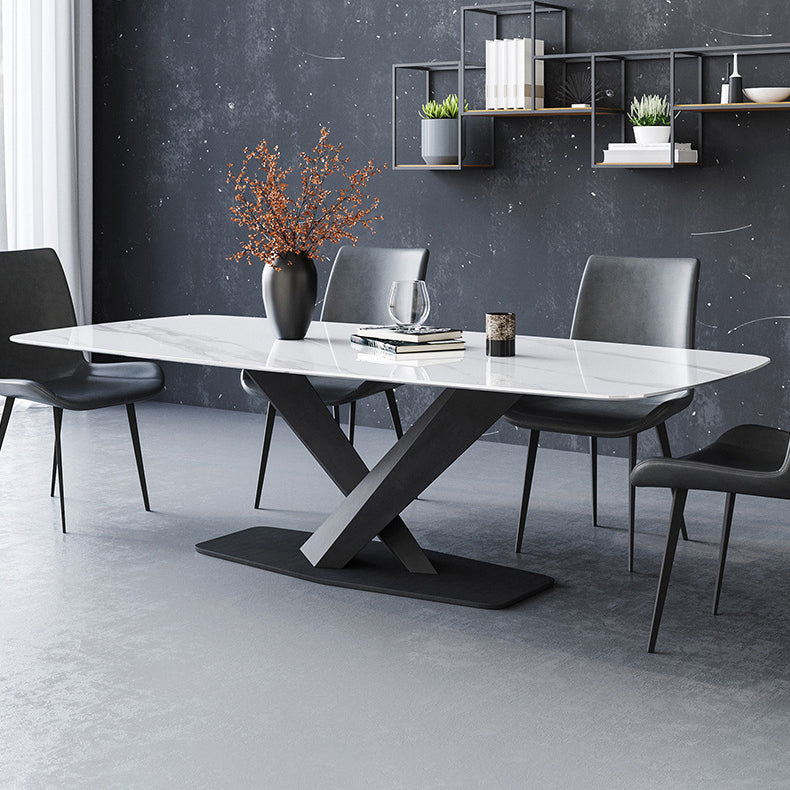 Mesa de comedor rectangular colección de comedor de piedra contemporánea con pedestal