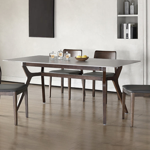 Mesa de comedor rectangular moderna de mediados de siglo Mesa de piedra sinterizada gris