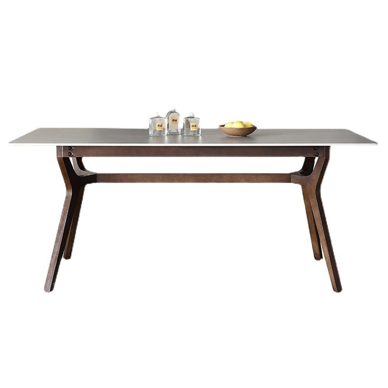 Mesa de comedor rectangular moderna de mediados de siglo Mesa de piedra sinterizada gris