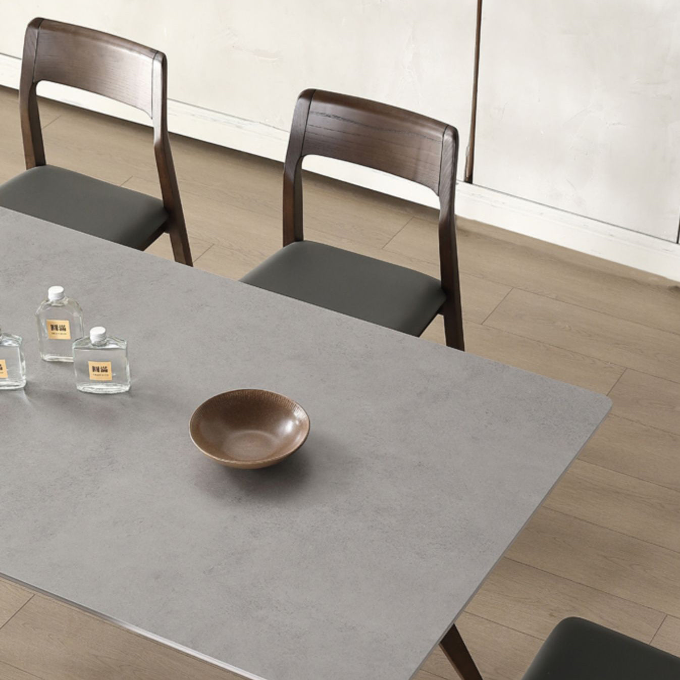 Mesa de comedor rectangular moderna de mediados de siglo Mesa de piedra sinterizada gris