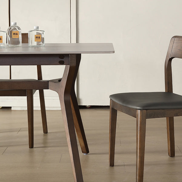 Mesa de comedor rectangular moderna de mediados de siglo Mesa de piedra sinterizada gris