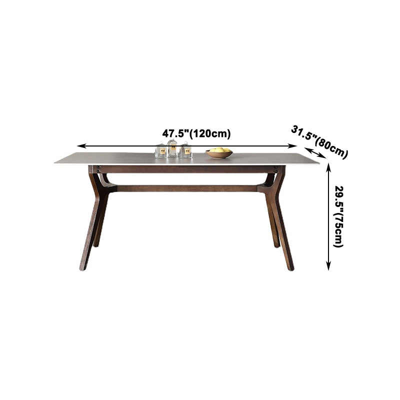 Mesa de comedor rectangular moderna de mediados de siglo Mesa de piedra sinterizada gris