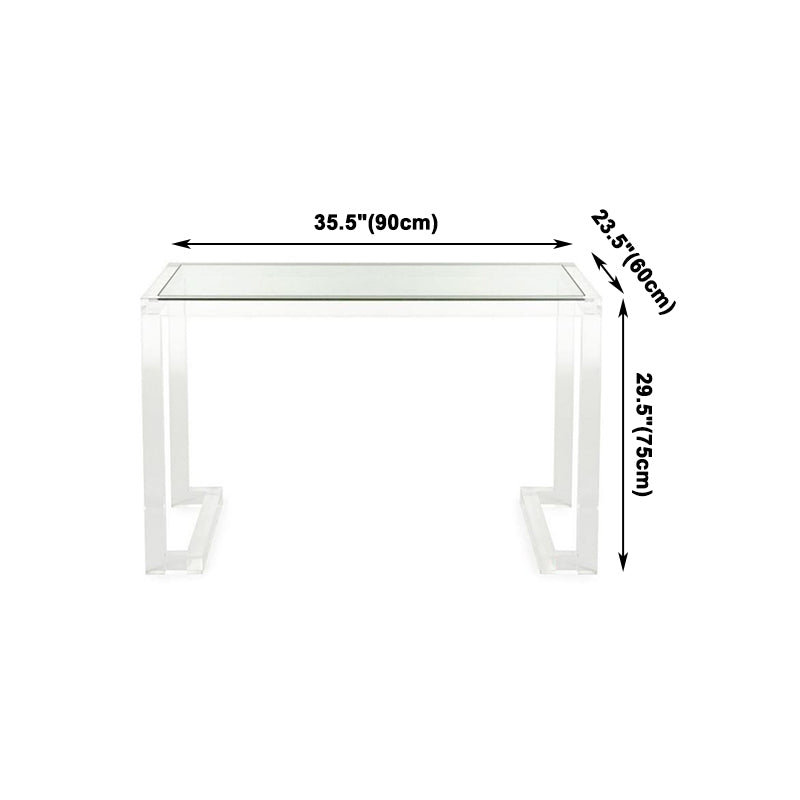 Acryl eigentijdse rechthoekige eettafel heldere glazen tafel voor eetkamer