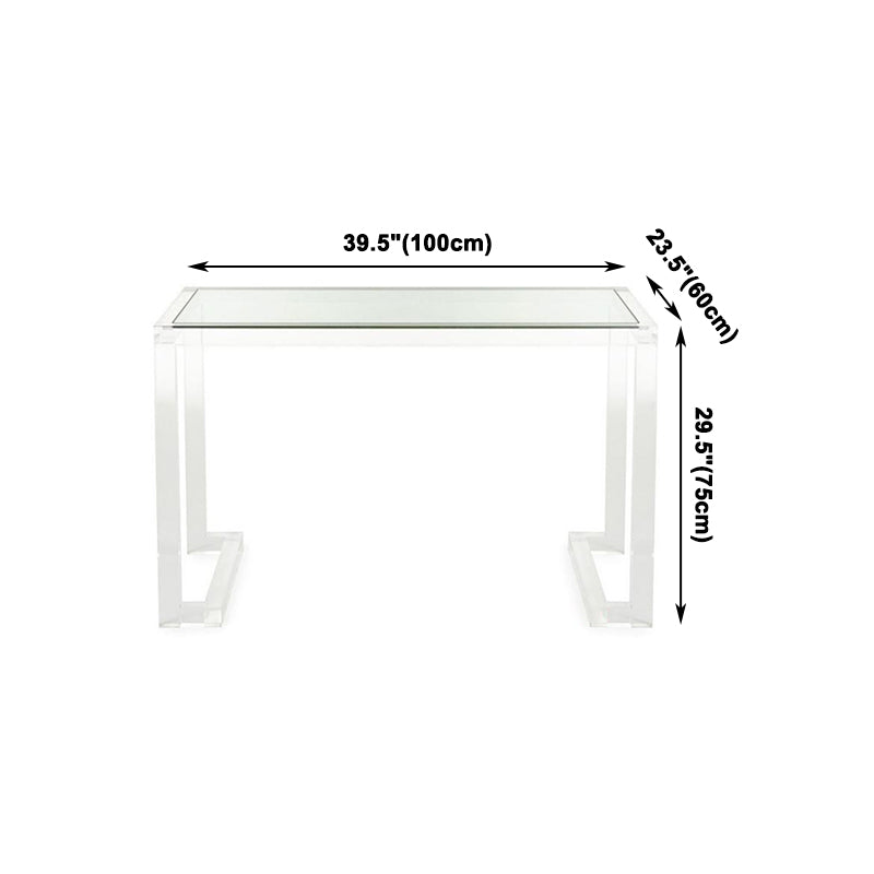 Acryl eigentijdse rechthoekige eettafel heldere glazen tafel voor eetkamer