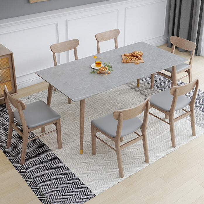 Rectangle Grey Tone Dining Table Sintered Stone Table Luxury Style with 4 Legs