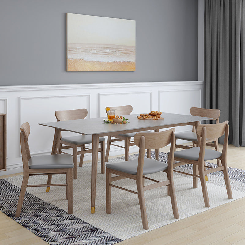 Rectangle Grey Tone Dining Table Sintered Stone Table Luxury Style with 4 Legs