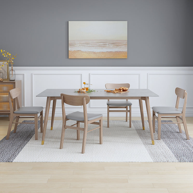 Rectangle Grey Tone Dining Table Sintered Stone Table Luxury Style with 4 Legs
