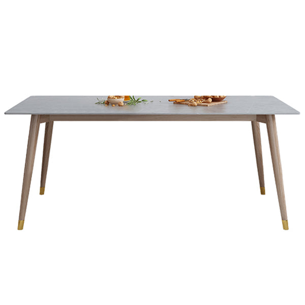 Rectangle Grey Tone Dining Table Sintered Stone Table Luxury Style with 4 Legs