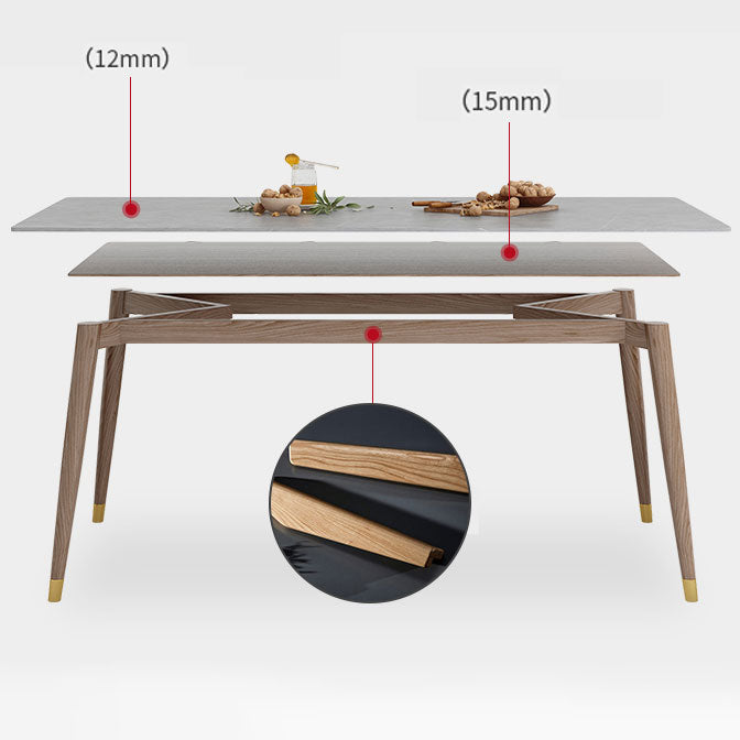 Rectangle Grey Tone Dining Table Sintered Stone Table Luxury Style with 4 Legs