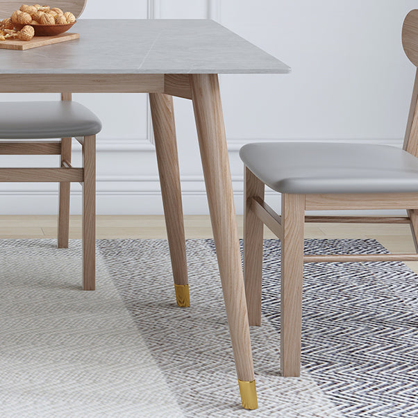 Rectangle Grey Tone Dining Table Sintered Stone Table Luxury Style with 4 Legs