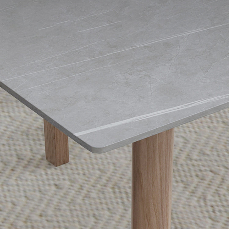 Rectangle Grey Tone Dining Table Sintered Stone Table Luxury Style with 4 Legs