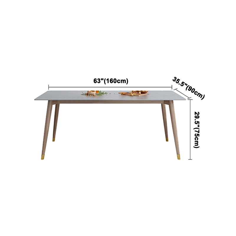 Rectangle Grey Tone Dining Table Sintered Stone Table Luxury Style with 4 Legs