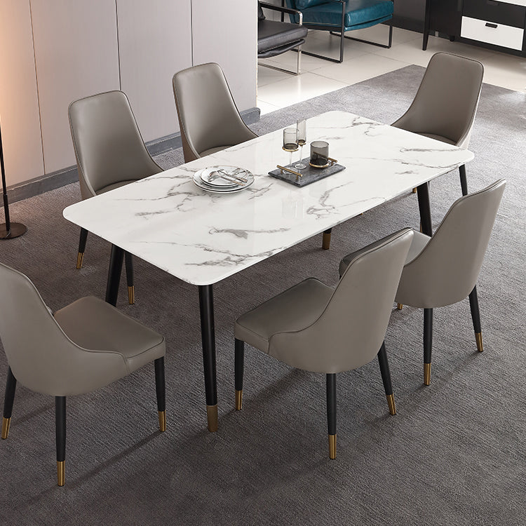Mesa de comedor de lujo de mármol, mesa rectangular con base de 4 patas para el hogar