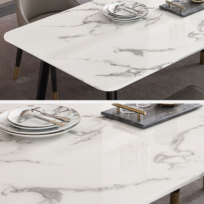 Mesa de comedor de lujo de mármol, mesa rectangular con base de 4 patas para el hogar