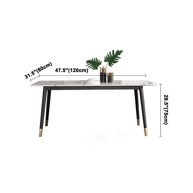 Mesa de comedor de lujo de mármol, mesa rectangular con base de 4 patas para el hogar