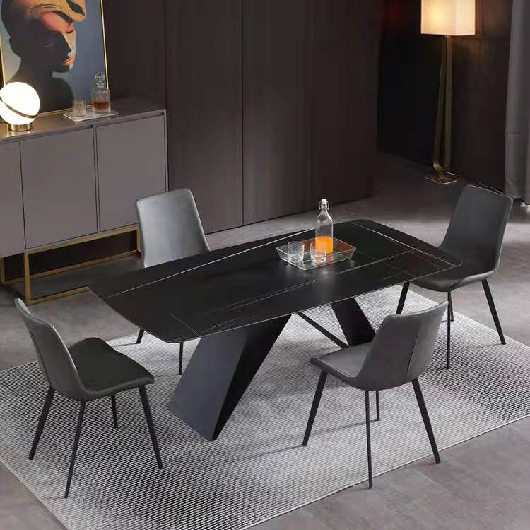 Contemporary Rectangle Dining Table Double Pedestal Furniture for Dining Room