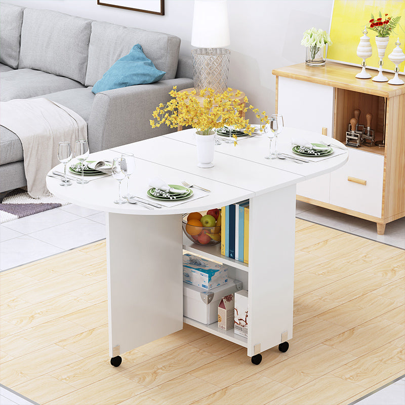 Mid-Century Modern Dining Table Wood Drop-Leaf Home Use Dining Table